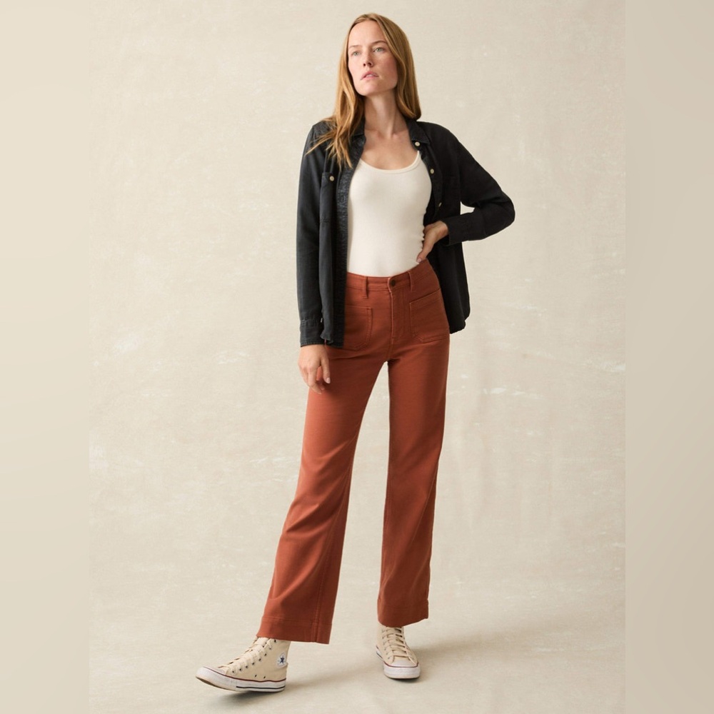 Faherty Rust Wide-Leg Jeans